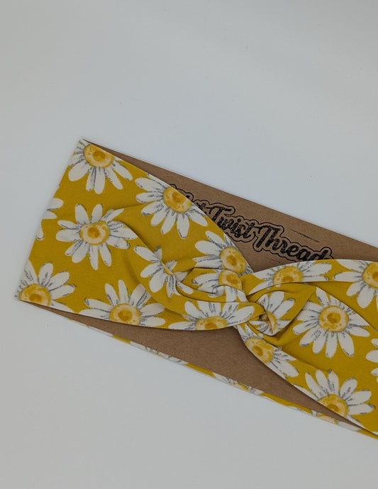 Adult Twist Headband - Yellow Daisies