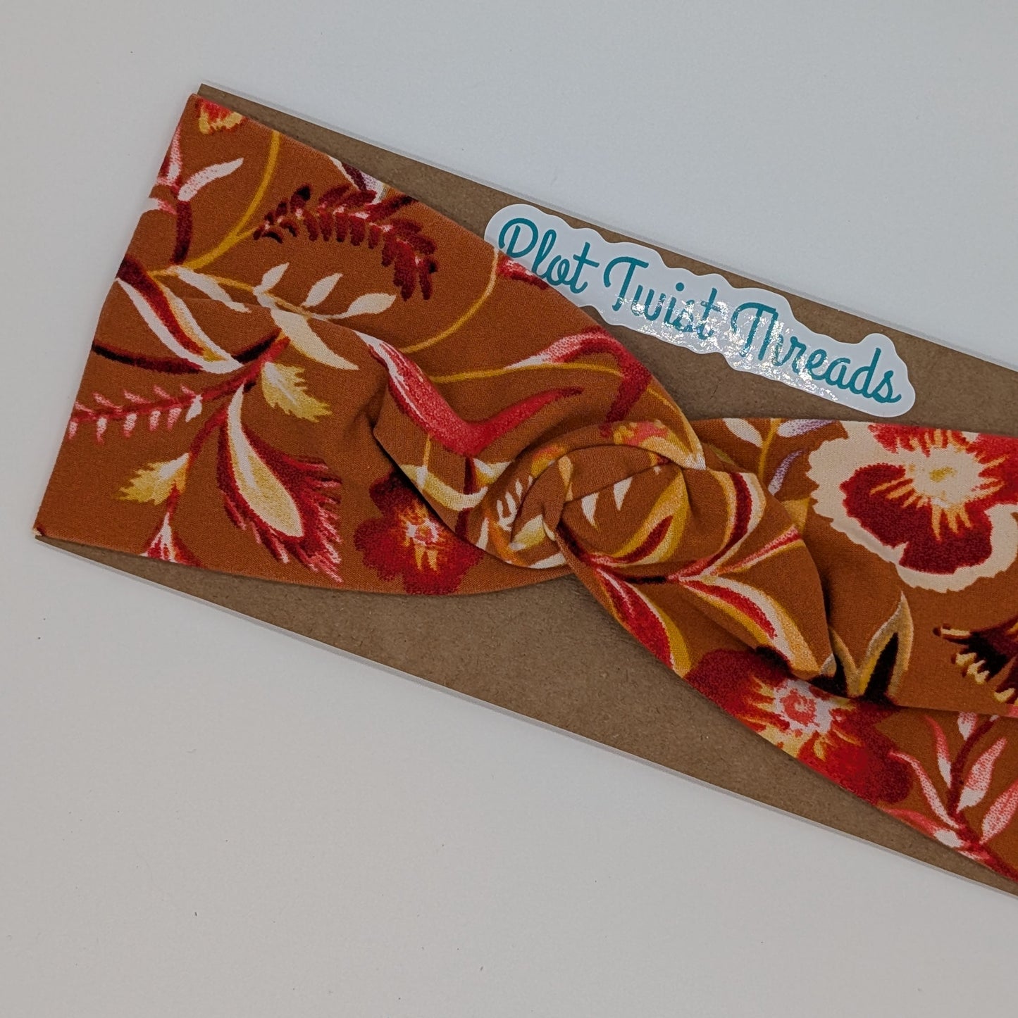 Adult Twist Headband - Rust Floral