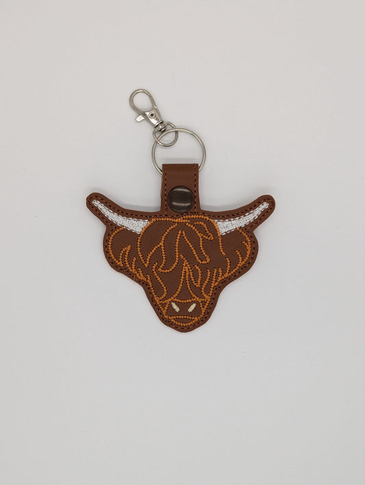 Keychain - Embroidered Keychain - Highland Cow