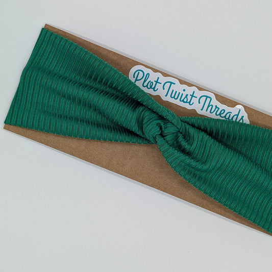 Youth Twist Headband - Rib Knit - Kelly Green
