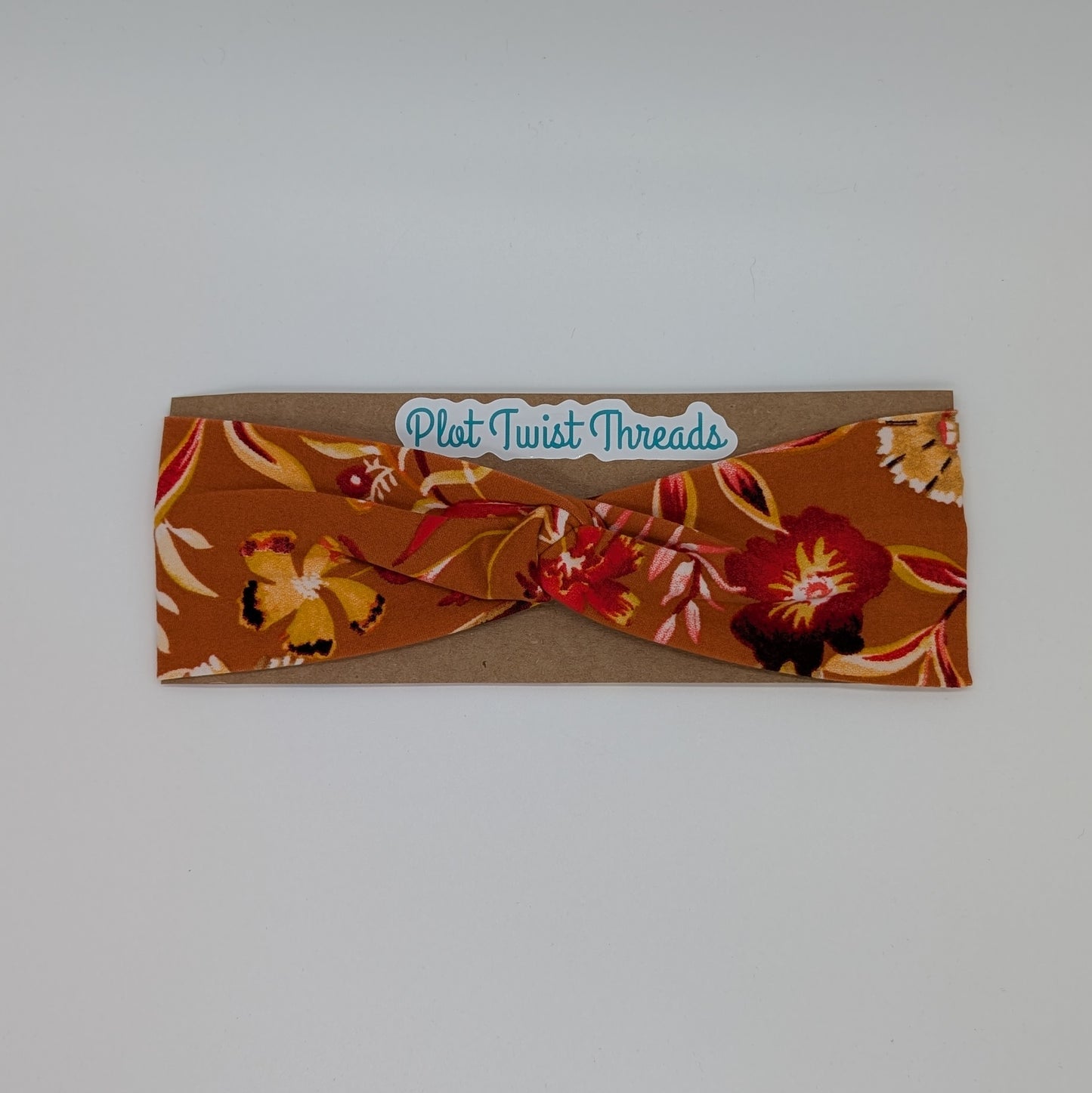 Youth Twist Headband - Rust Floral