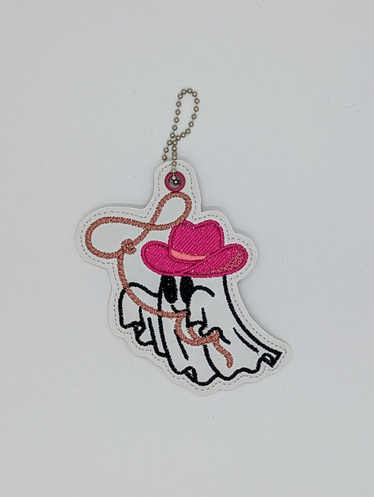 Keychain - Embroidered Keychain - Pink Pony Ghost