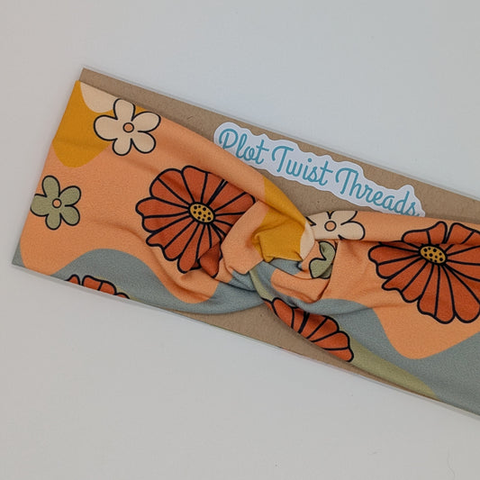 Youth Twist Headband - Wavy Retro Floral