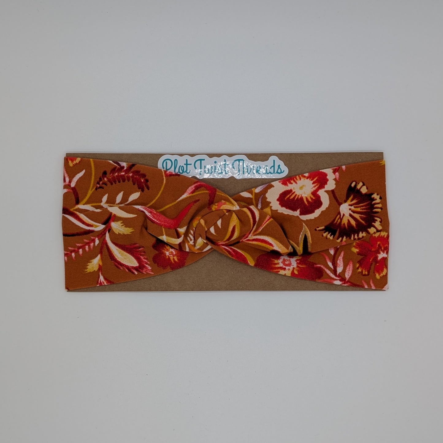 Adult Twist Headband - Rust Floral