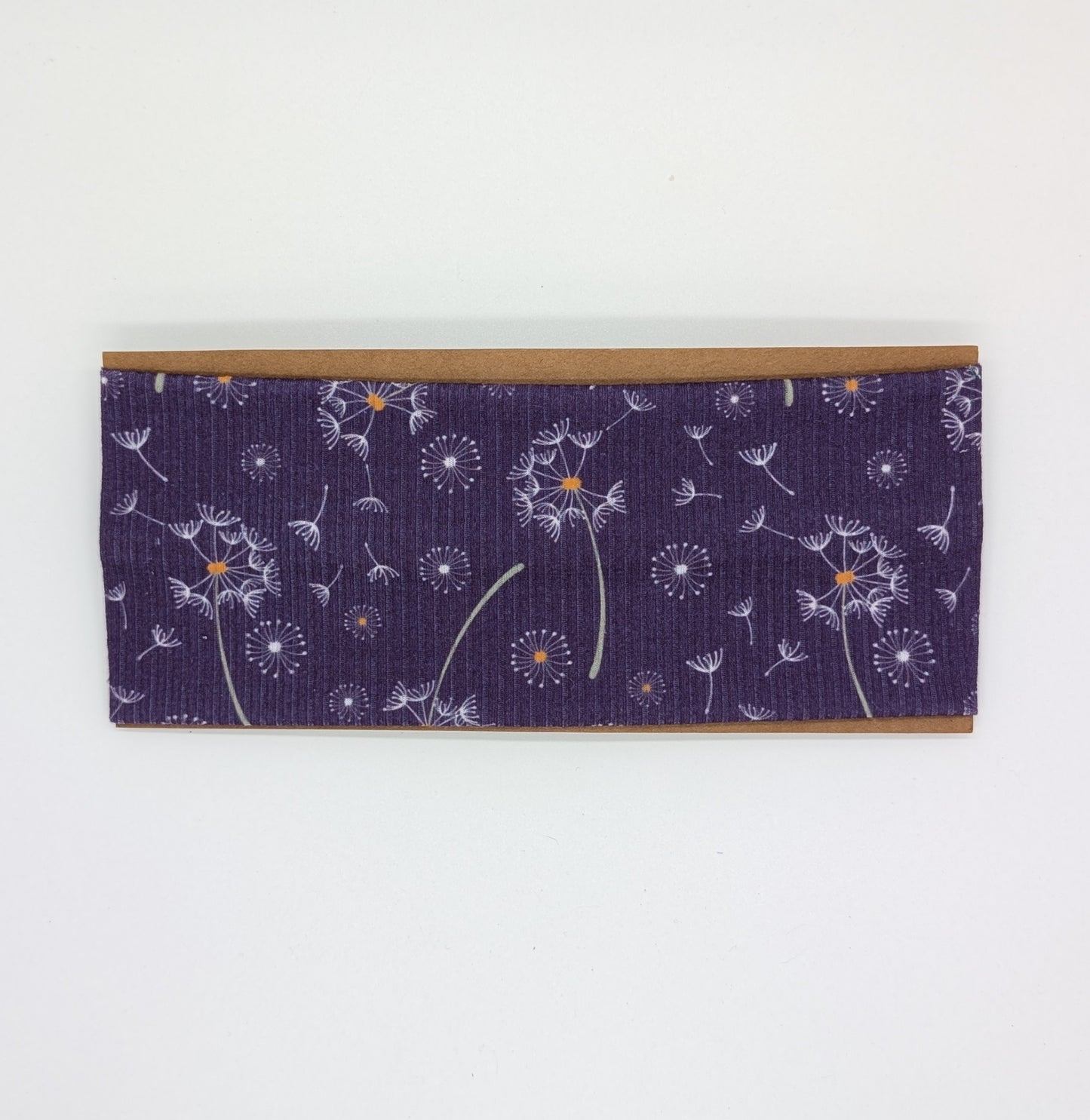 Adult Twist Headband - Rib Knit - Purple Dandelions