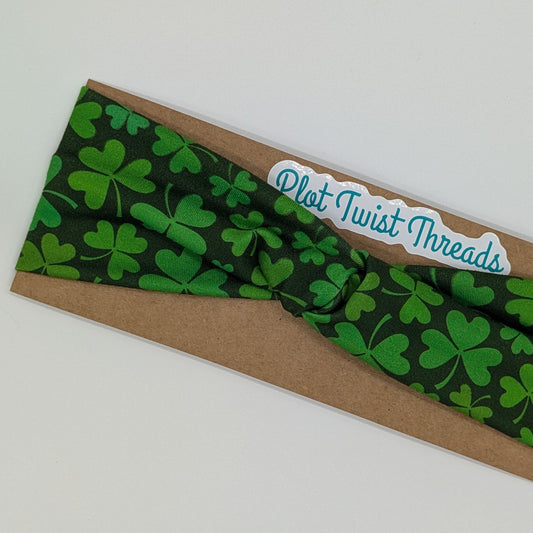 Youth Twist Headband - Shamrocks - Clover