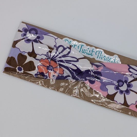 Youth Twist Headband - Pink and Purple Floral