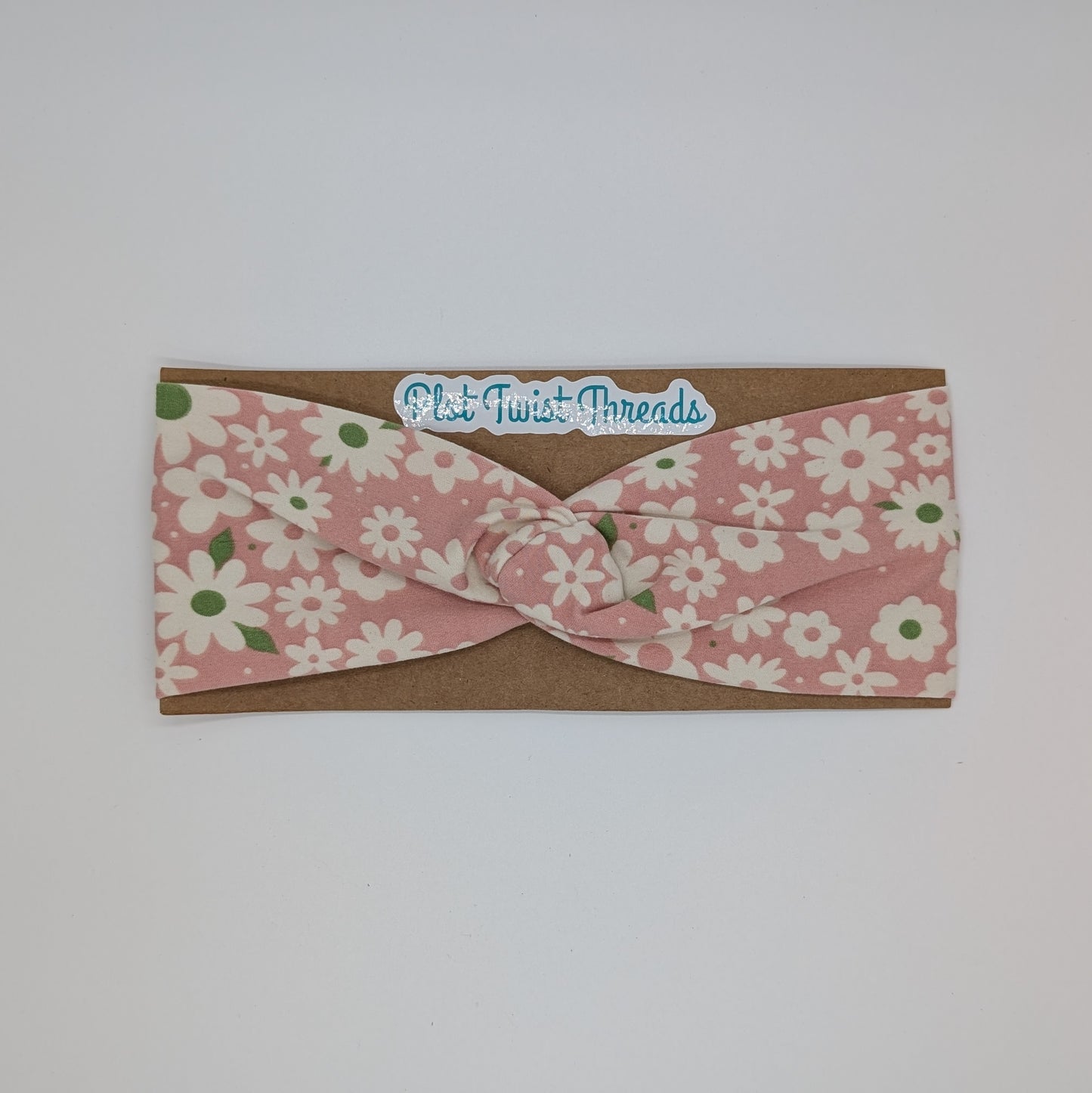 Adult Twist Headband - Pink Daisies