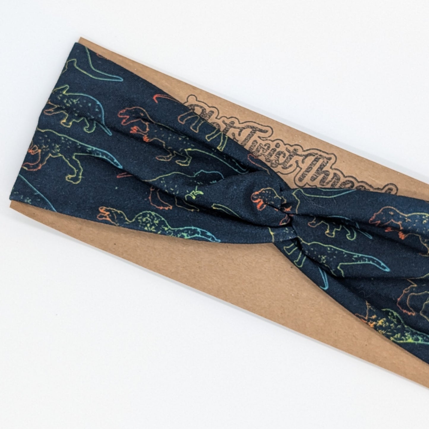Youth Twist Headband - Dinosaurs Neon Rainbow