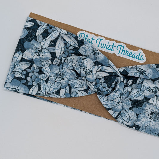 Adult Twist Headband - Blue Floral
