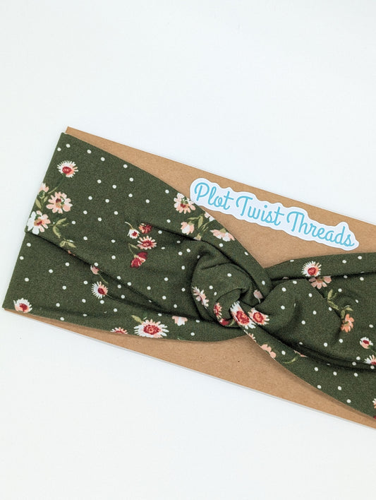 Adult Twist Headband - Olive Floral