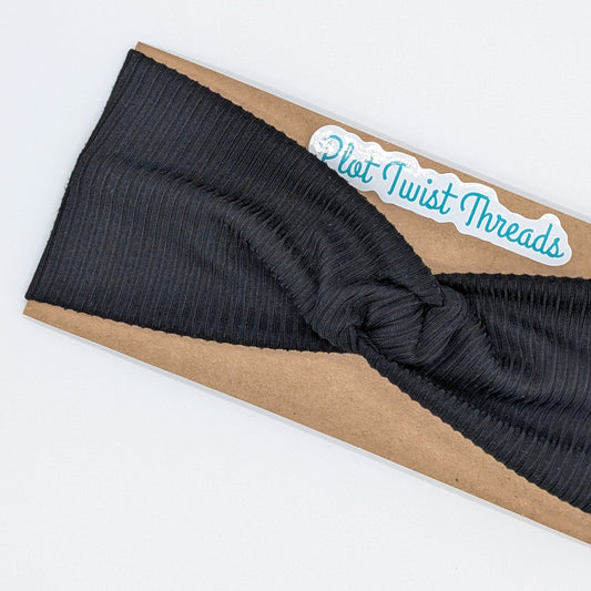 Adult Twist Headband - Rib Knit - Black