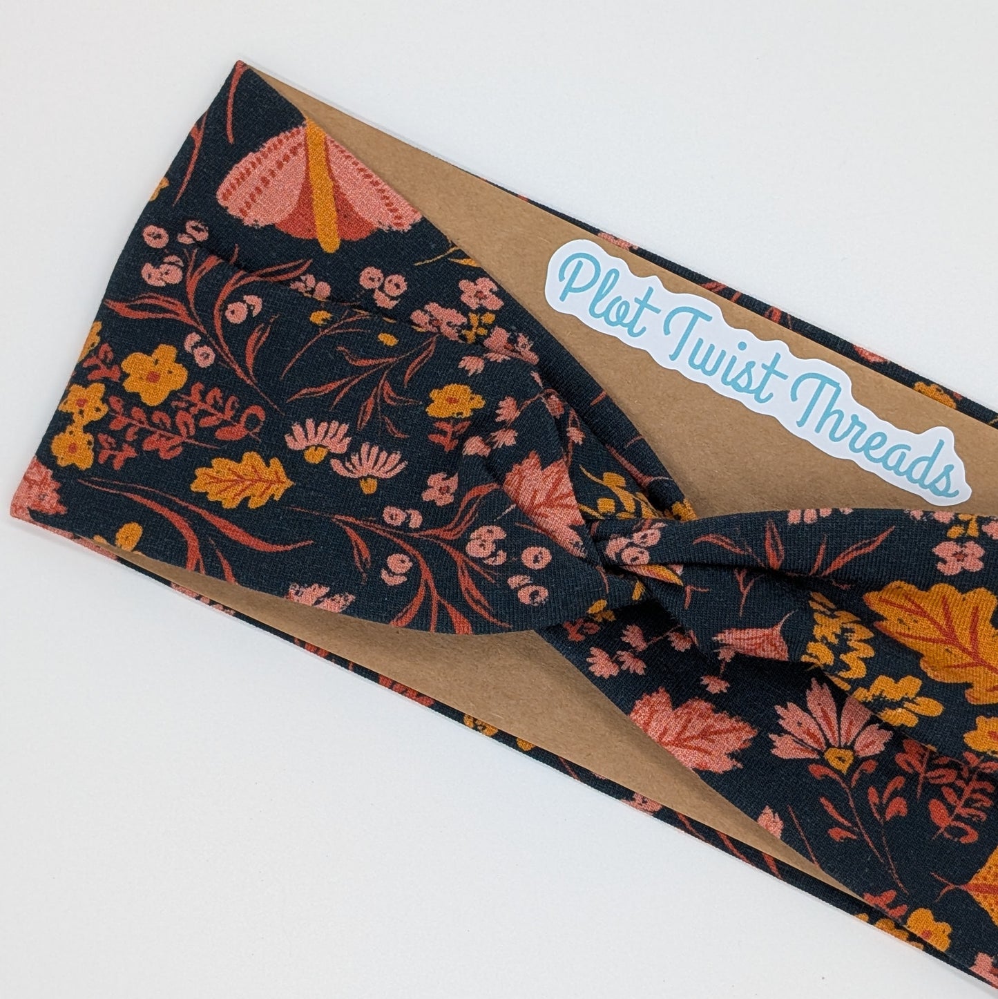 Adult Headband - Navy Rust Fall Foliage