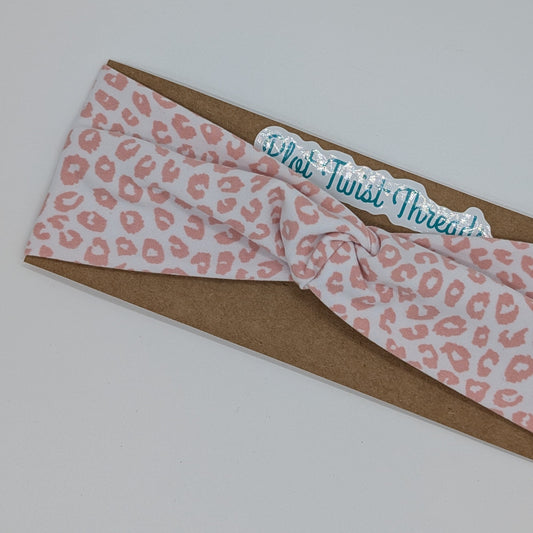Youth Twist Headband - Pink Leopard
