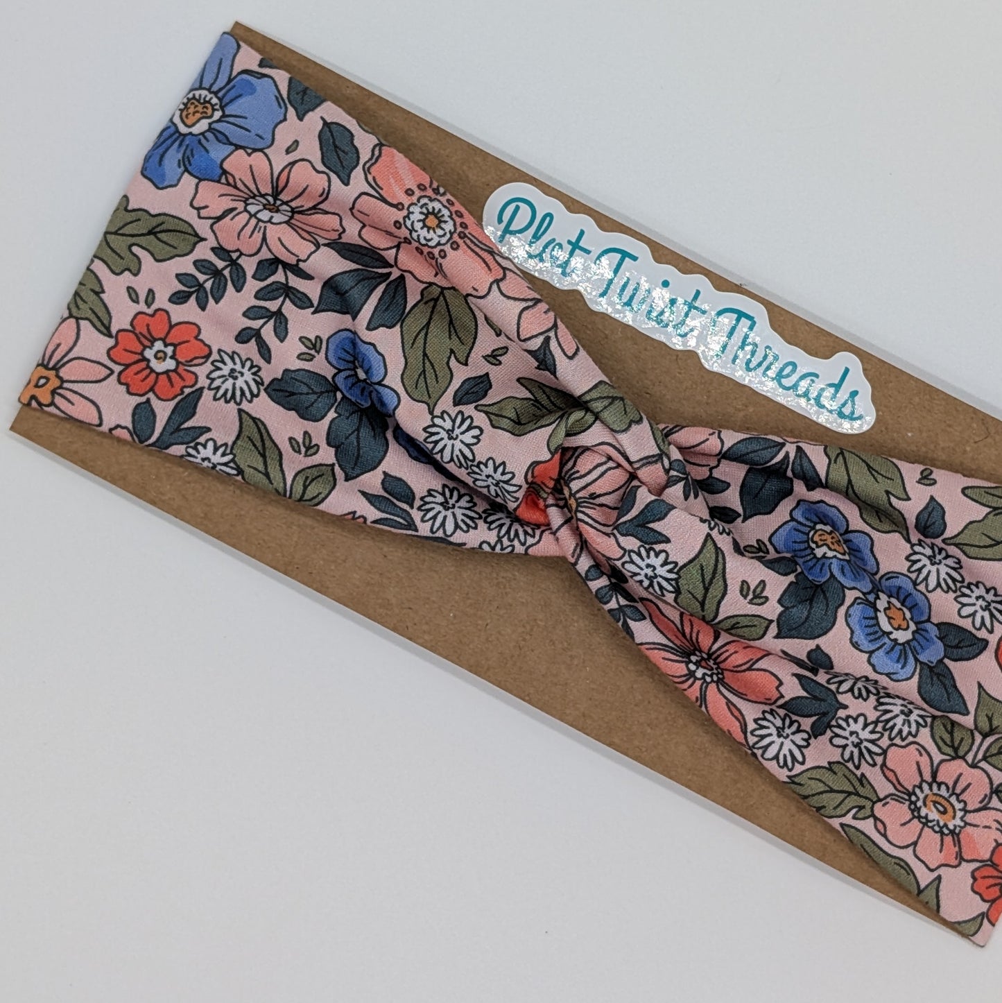 Adult Twist Headband - Pink Flowers