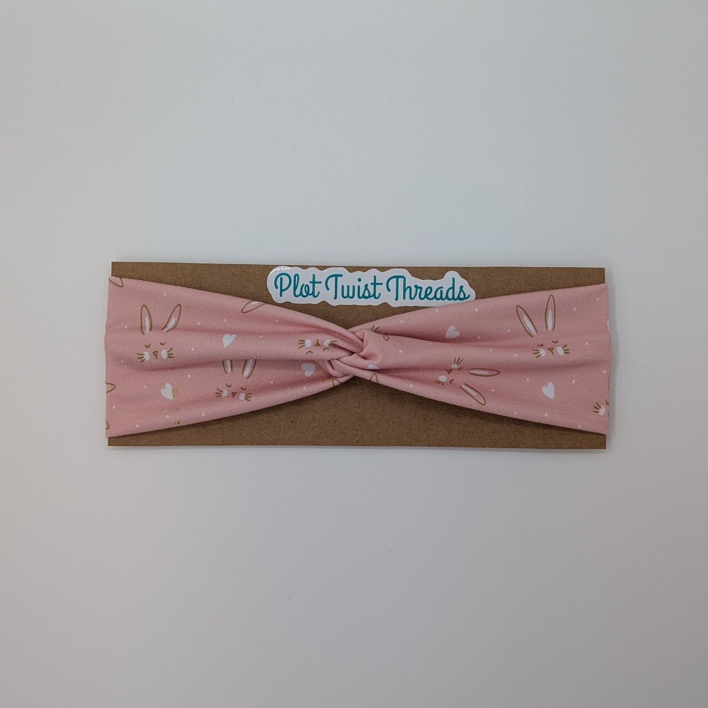 Youth Twist Headband - Pink Bunnies