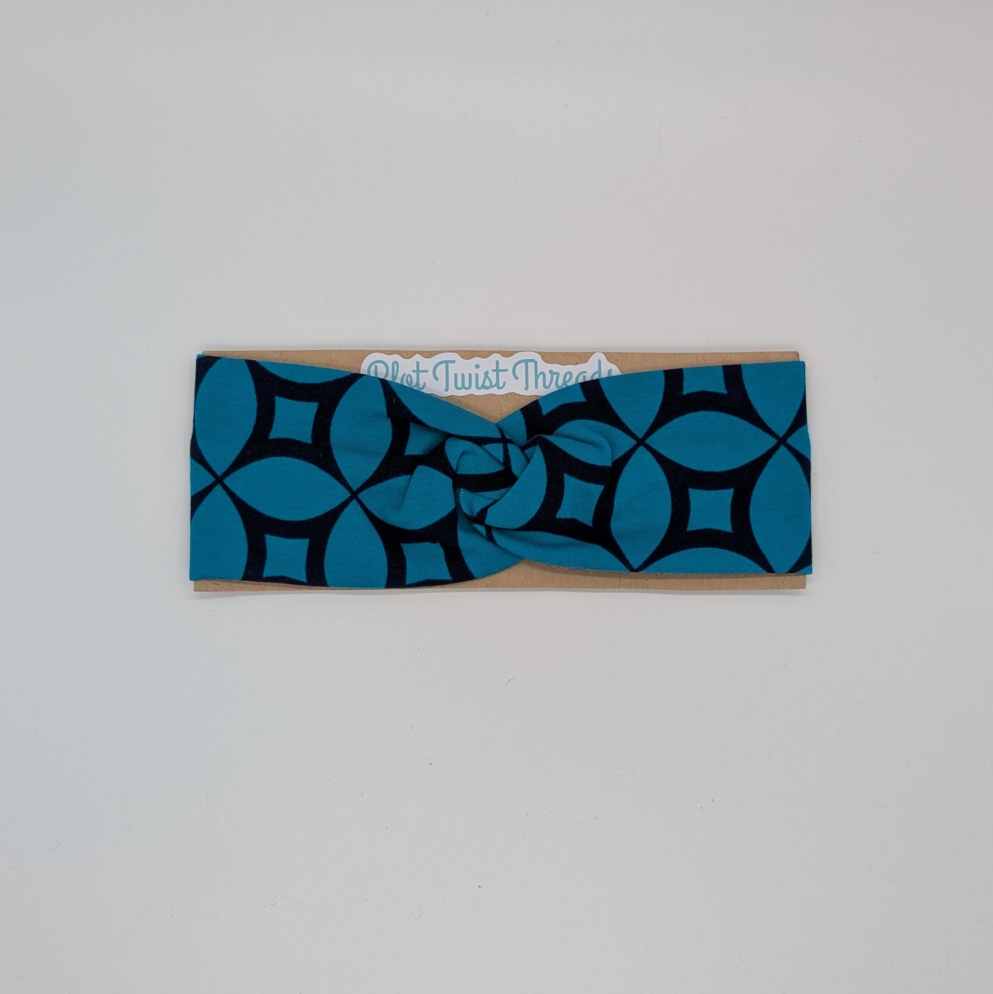Youth Twist Headband - Blue Geometric
