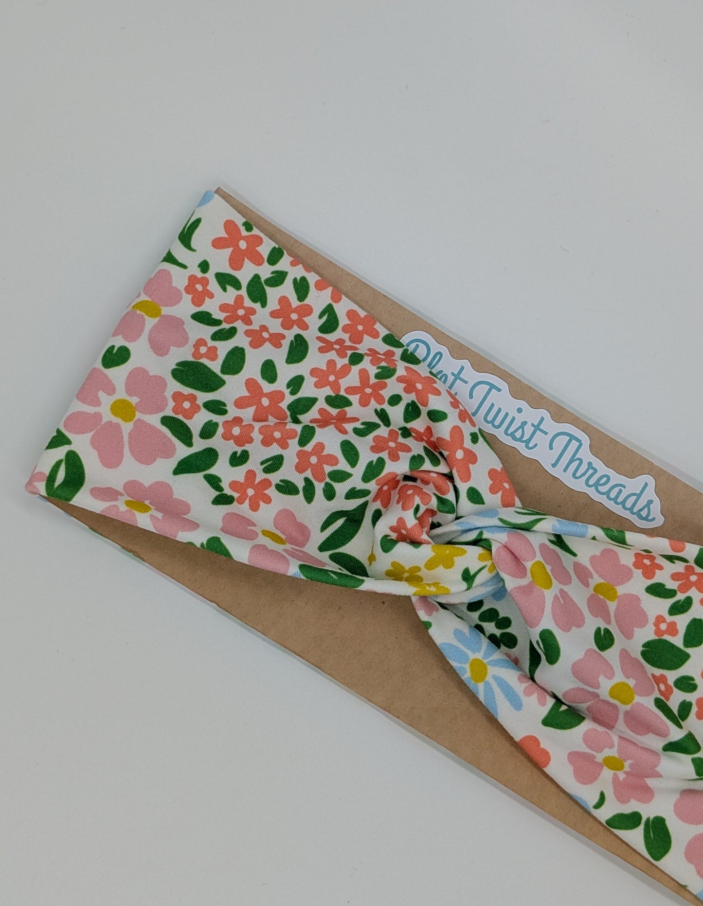 Adult Twist Headband - Spring Watercolor Flowers
