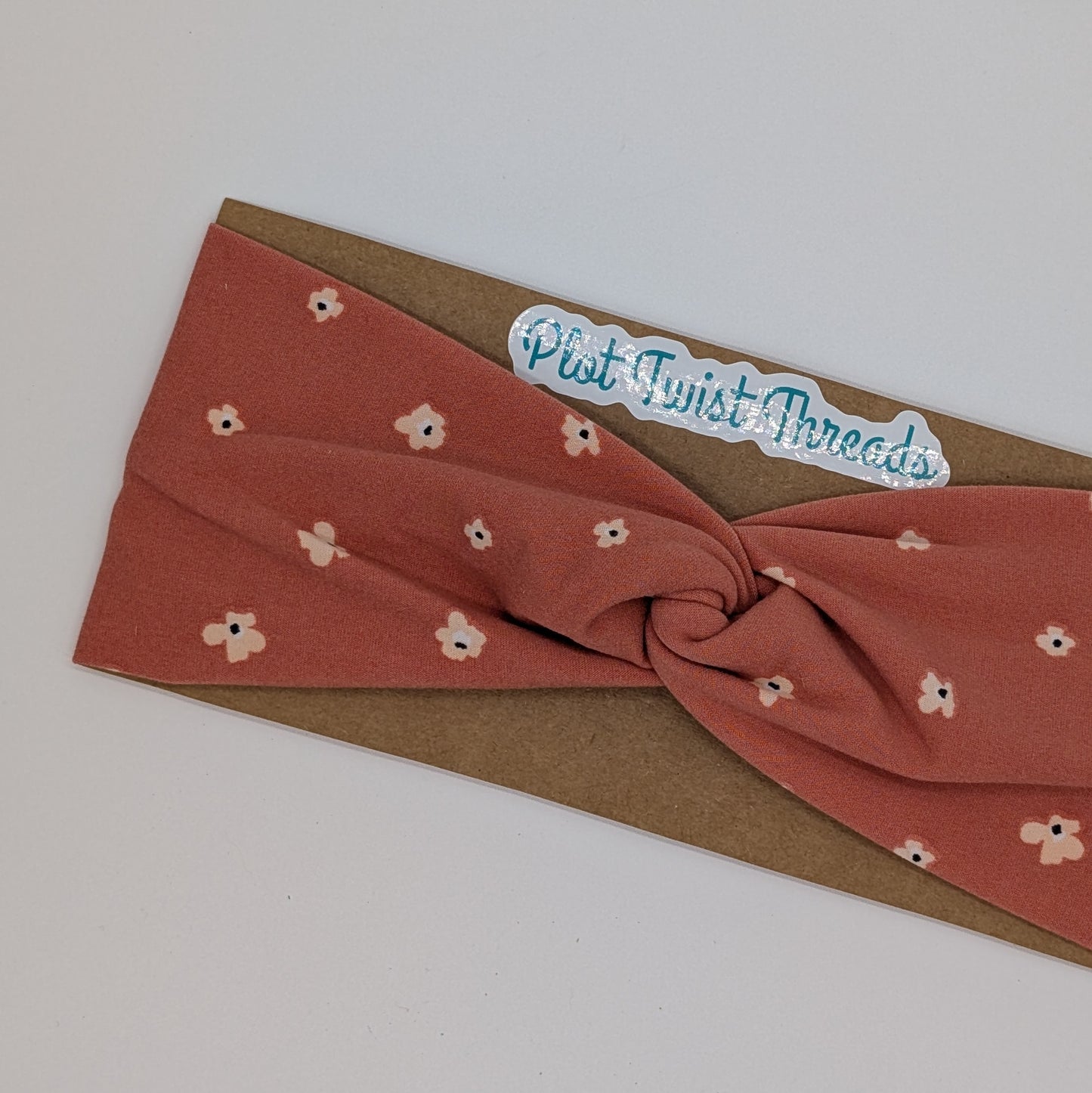 Adult Twist Headband - Coral Floral